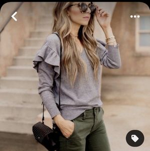 EUC J Crew Gray Ruffle Sweatshirt